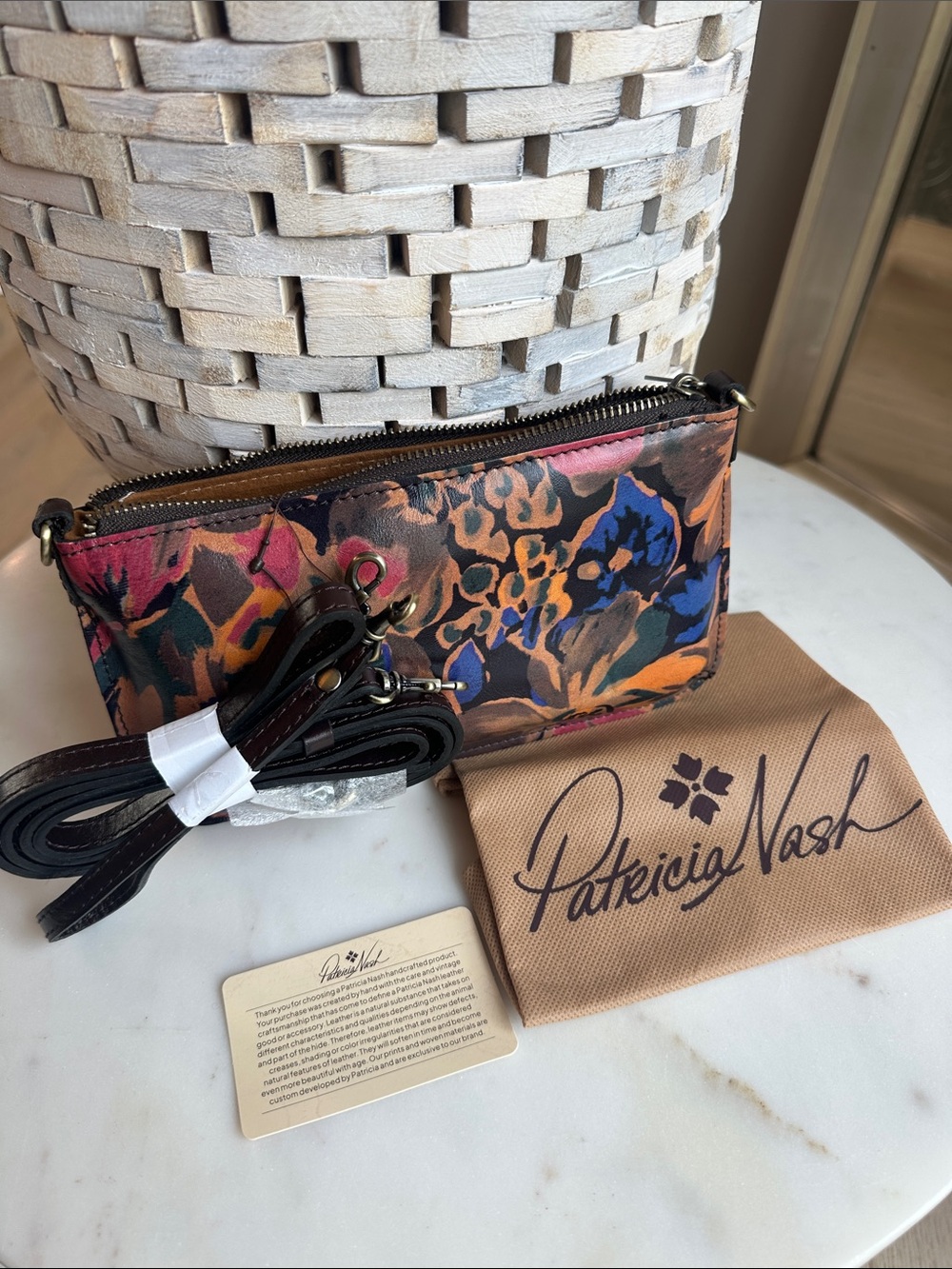 Patricia Nash Floral Leather Crossbody Wristlet - Multicolor